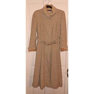 Vinatge 1970s Tweed Wool Blend Womems Size Medium Tan Trench Coat Union Made